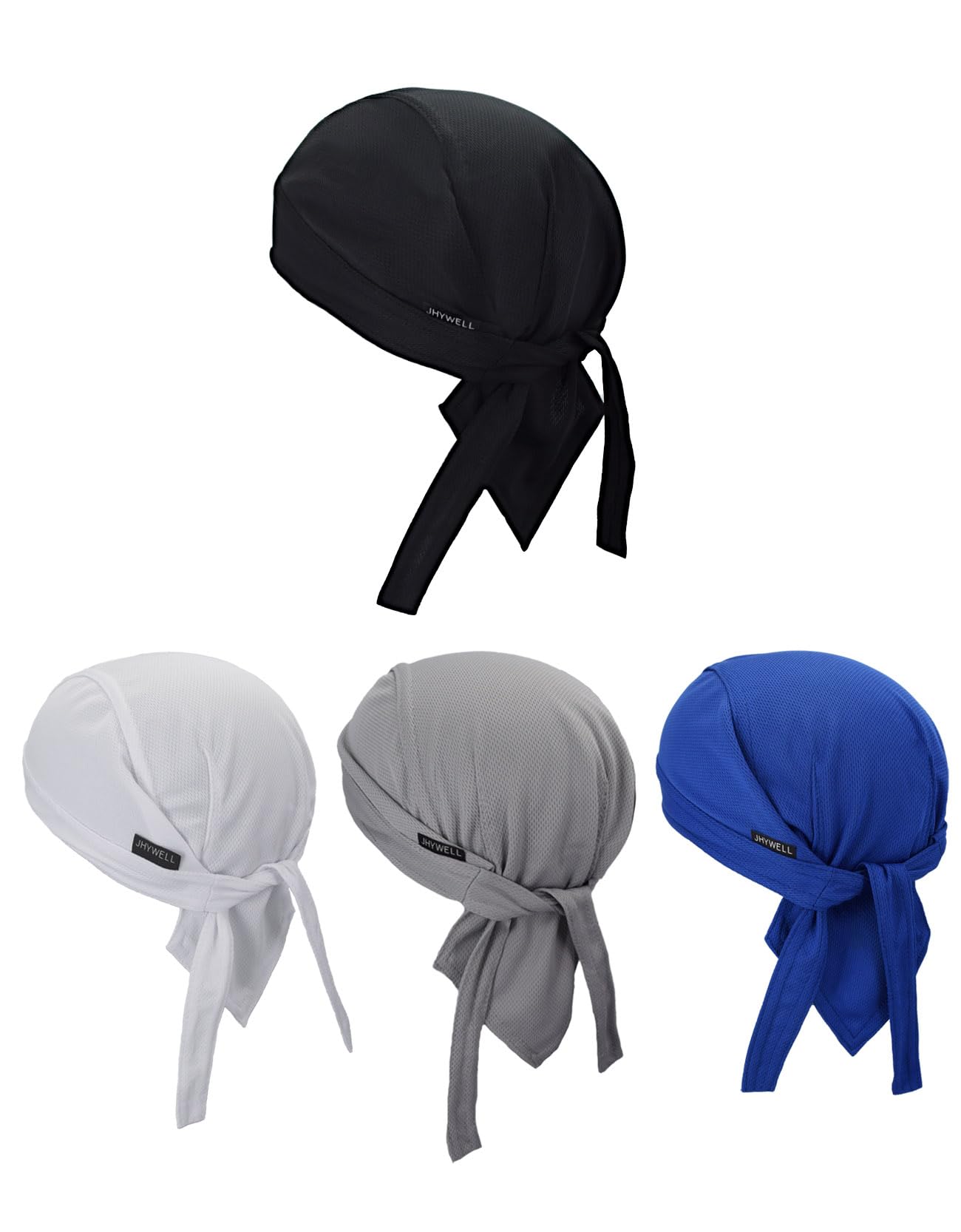 Sweat Wicking Doo Rags Beanie Cap Adjustable Summer Head Wrap Cooling Dew Rags Large Do Rag Hat Helmet Liner for Men and Women (Black, White, Blue, Grey)