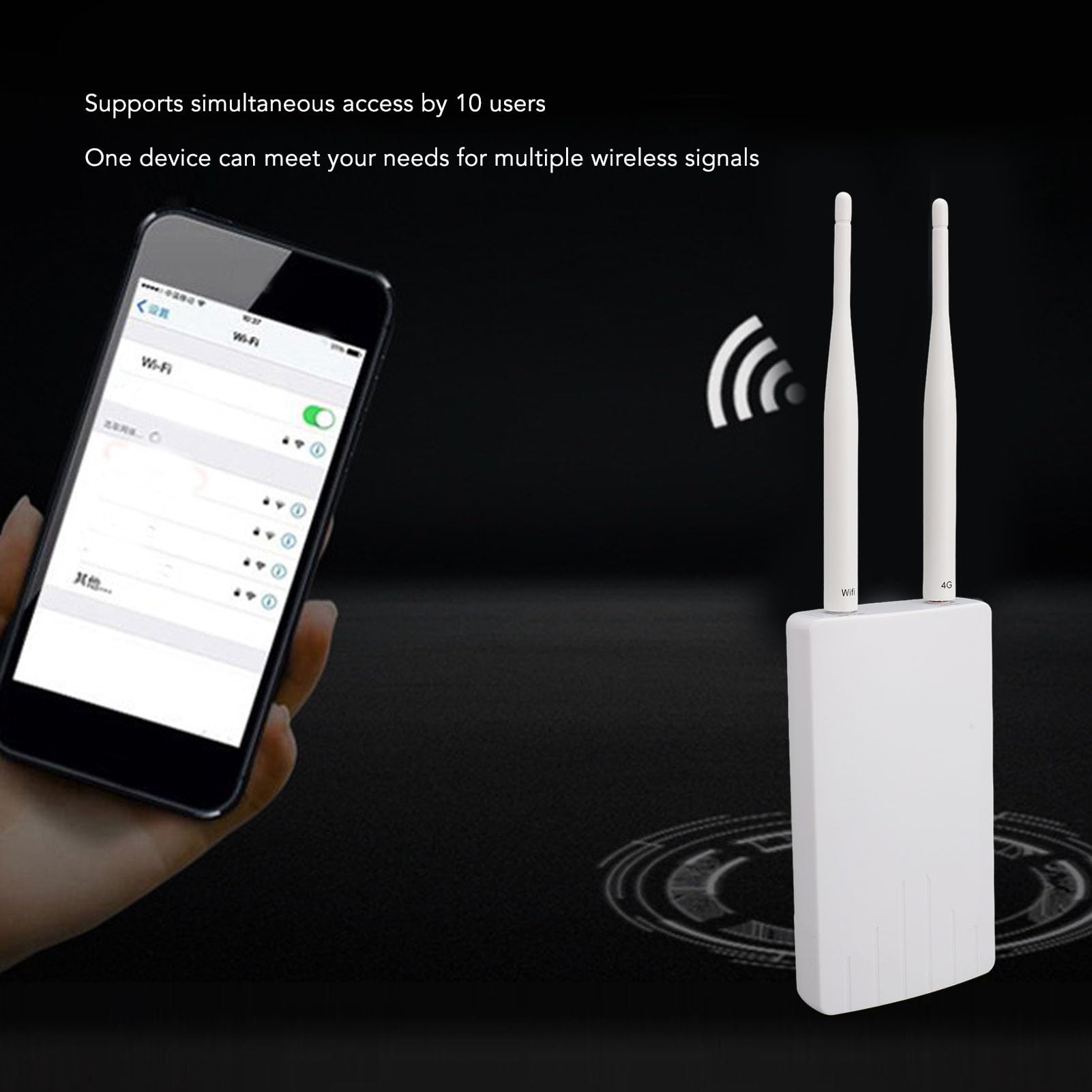 Zewnętrzny Router Wi-Fi 4G LTE POE, Odblokowany Modem 4G LTE 300Mbps z 2 Antenami 5dBi, możliwość Podłączenia do 10 urządzeń, Gniazdo Karty SIM, Dotyczy Europy (-2612240003511)