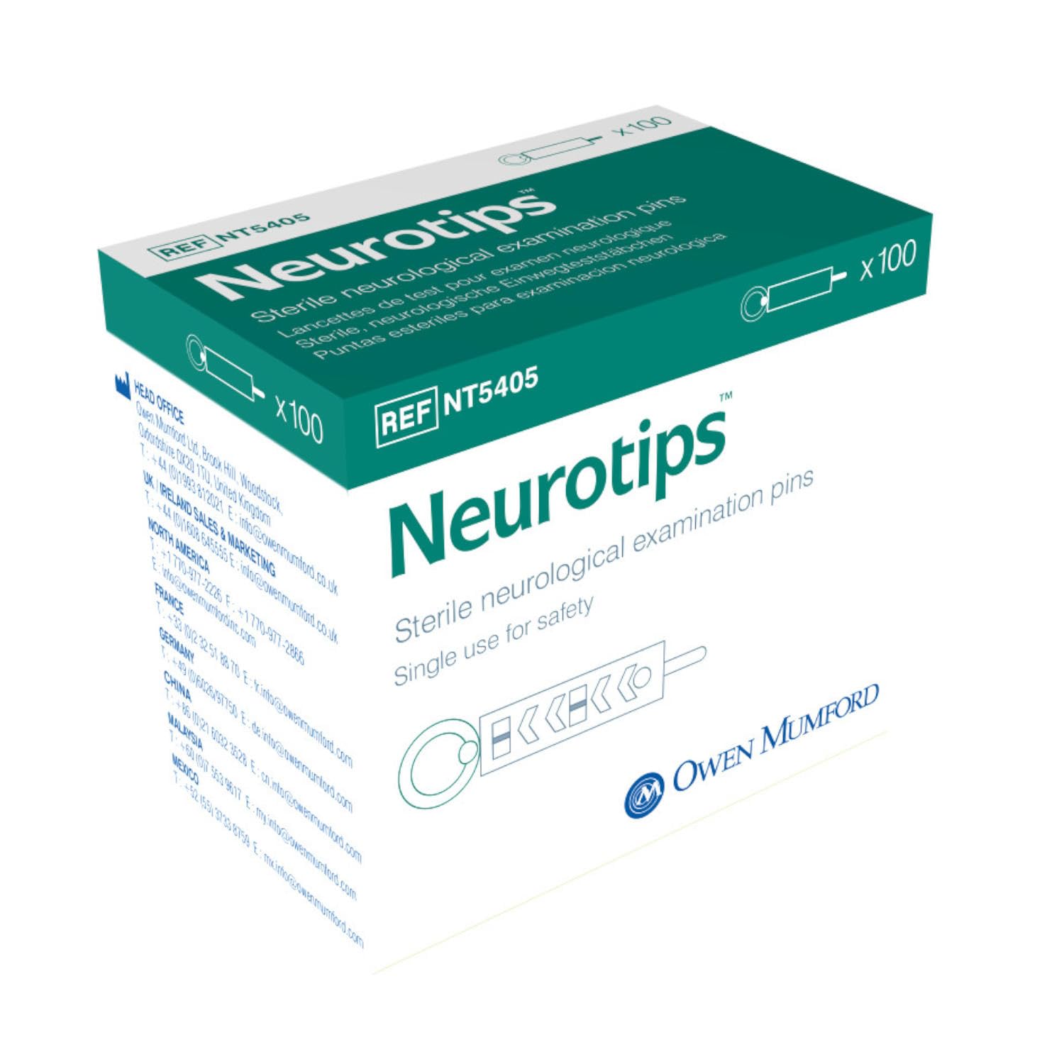 Neurotips Peripheral Neuropathy Examination Pins, White & Red, 100 Count