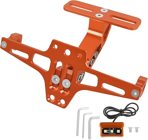 Miniatura 10 de Soporte para placa de matrícula de motocicleta, kit universal de eliminación de guardabarros de aluminio CNC negro con luz para placa
