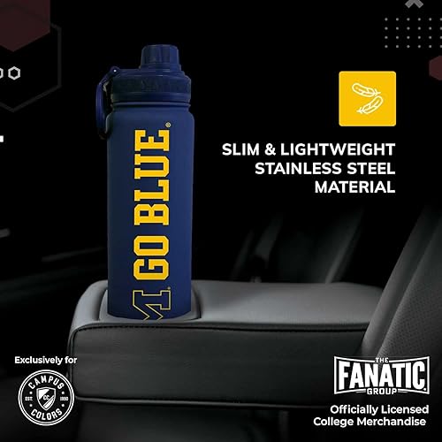 Vista 345 de Campus Colors Botella de agua de acero inoxidable de la NCAA, tapa giratoria, 24 onzas, clip de transporte, mantiene tus bebidas calientes o frías