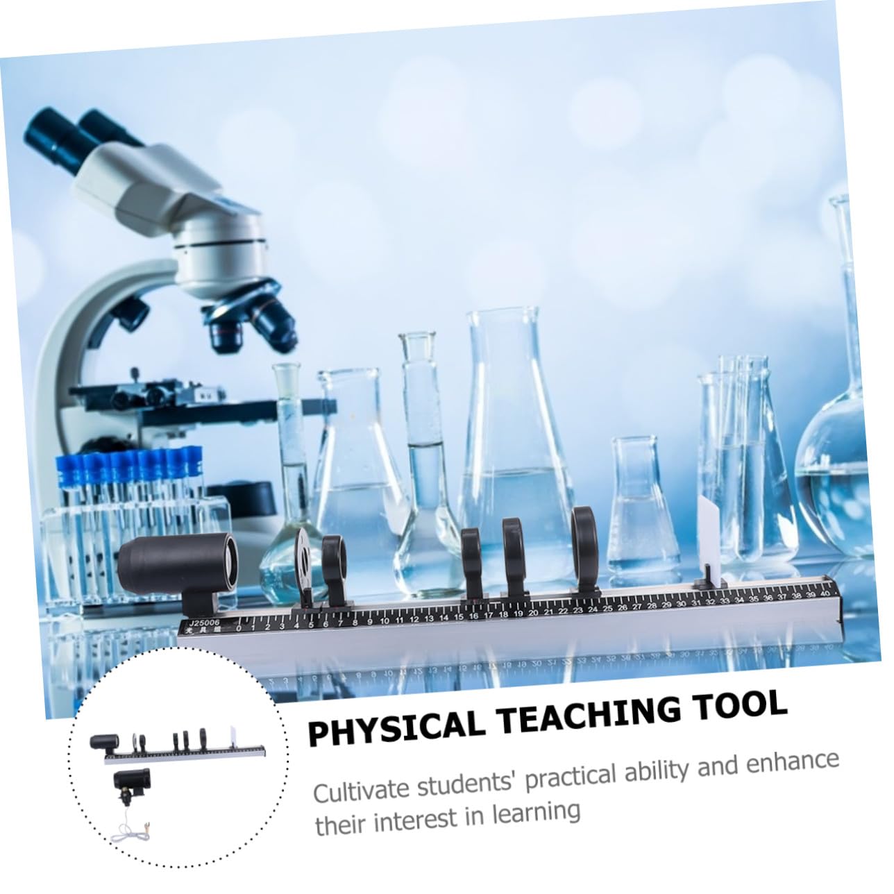 GLEAVI Juego de óptica didáctica kit laboratorio físico con lentes cóncavas convexas espejo óptico instrumentos ópticos experimentos científicos 19,7 x 3,1 x 2 pulgadas