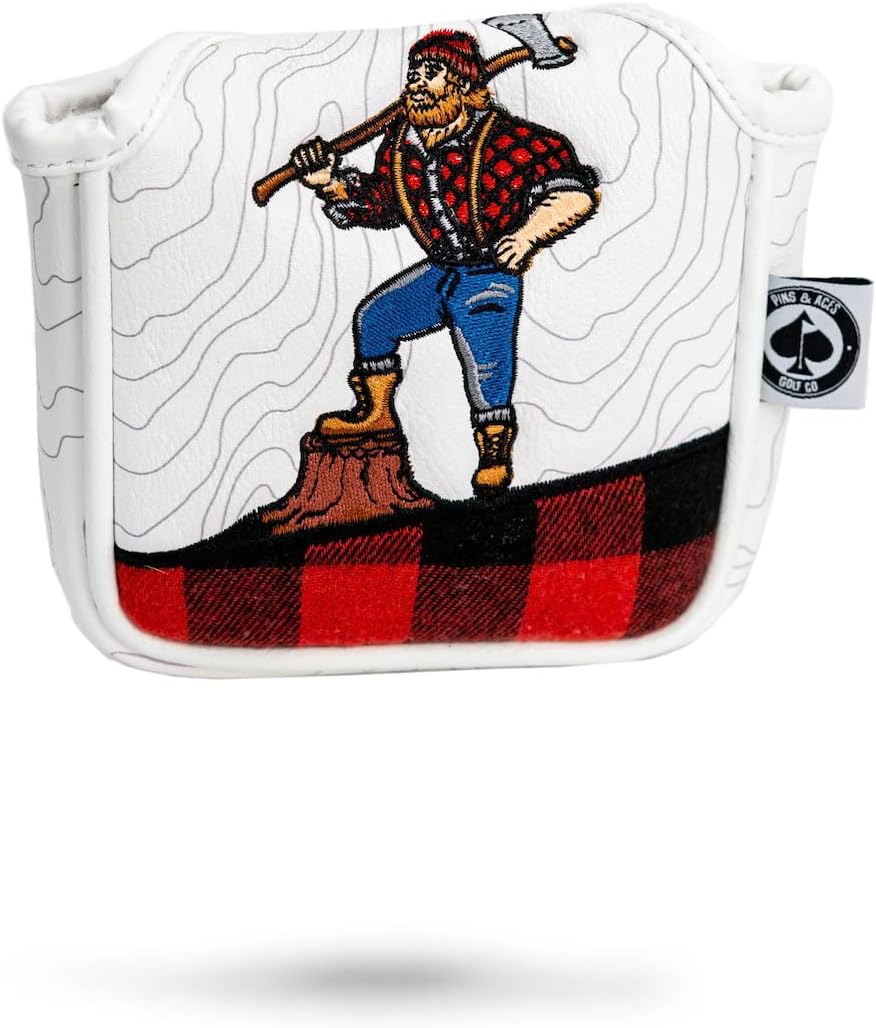 Pins & Aces Hacker Head Cover - Premium, Hand-Made Leather Headcover - Lumberjack Inspired, Rugged and Outdoorsy Themed, Tour Quality Golf Club Cover - Style and Customize Your Golf Bag