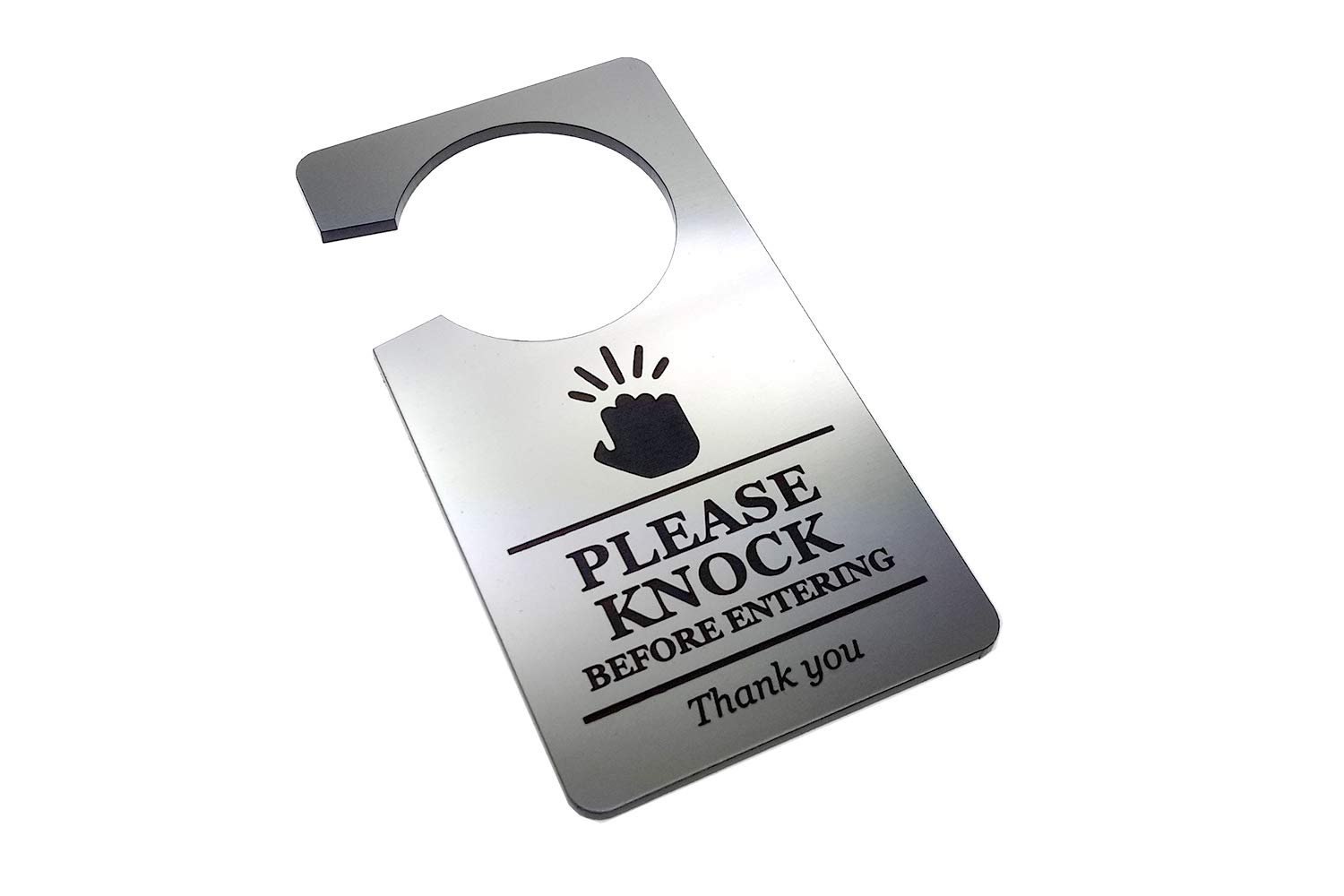 Origindesigned Silver Please Knock Before Entering Do Not Disturb Room Door Hanger Sign Acrylic - For Nurses, Doctors, Students, Home Use, Hotels