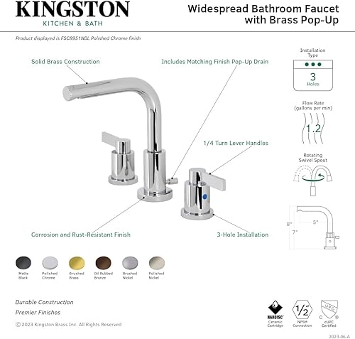 Miniatura 8 de Kingston Brass FSC8950NDL NuvoFusion - Grifo de baño amplio, 5-38 pulgadas en alcance de boquilla, negro mate