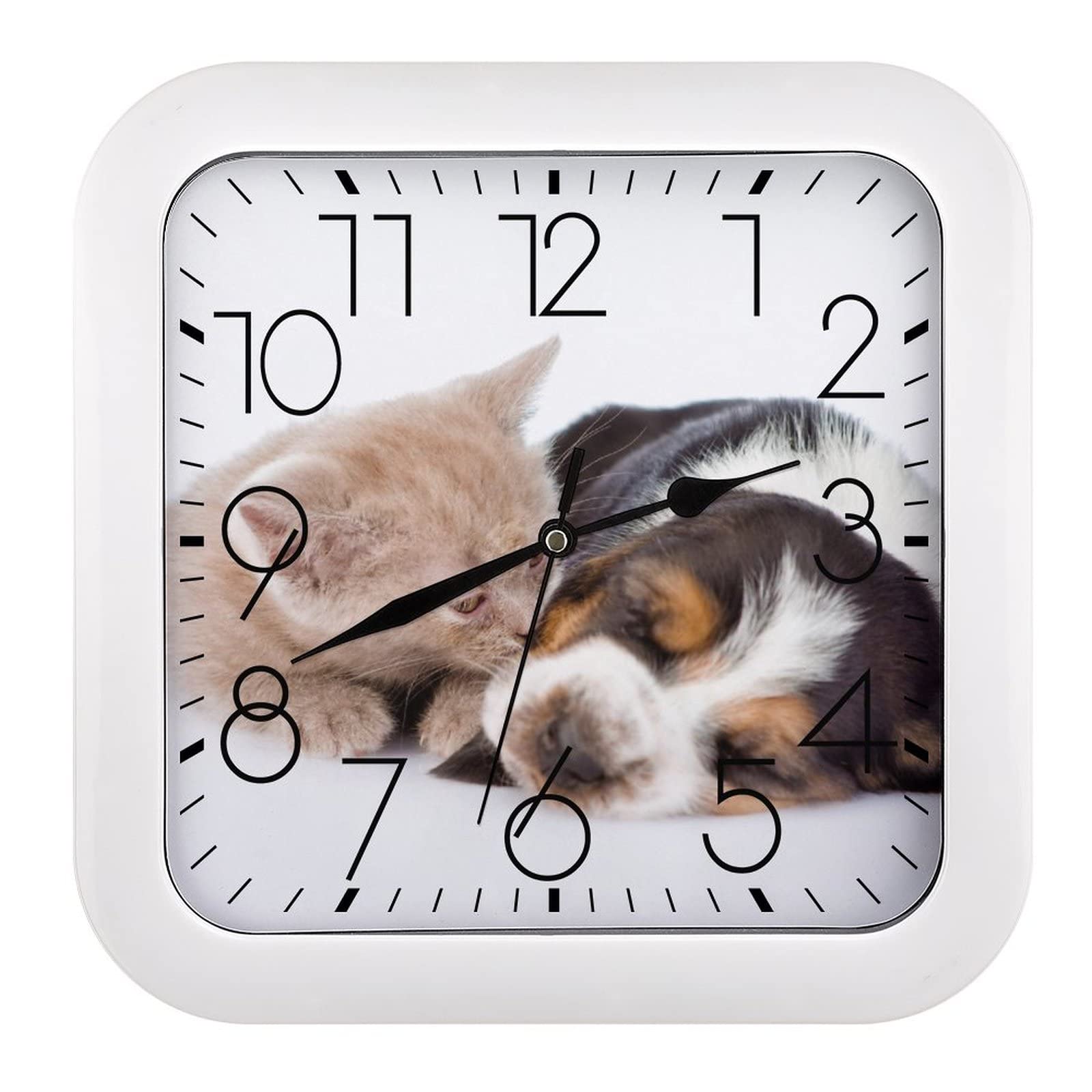 Chien et chaton horloge murale décorative 26x26cm pour égayer la chambre enfant