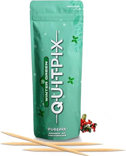 Palillos de dientes con sabor prémium con infusión  para ayudar a dejar de fumar  Sin nicotina  Sin OMG, Kosher Vegano Wintergreen 40 unidades
