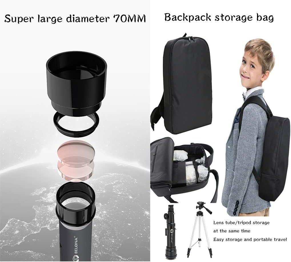 LSLYTQ Spacmirrors Refractor Telescope for Adults and Beginners,70mm Aperture 400mm AZ Mount,Astronomy Telescope for,'s Gifts