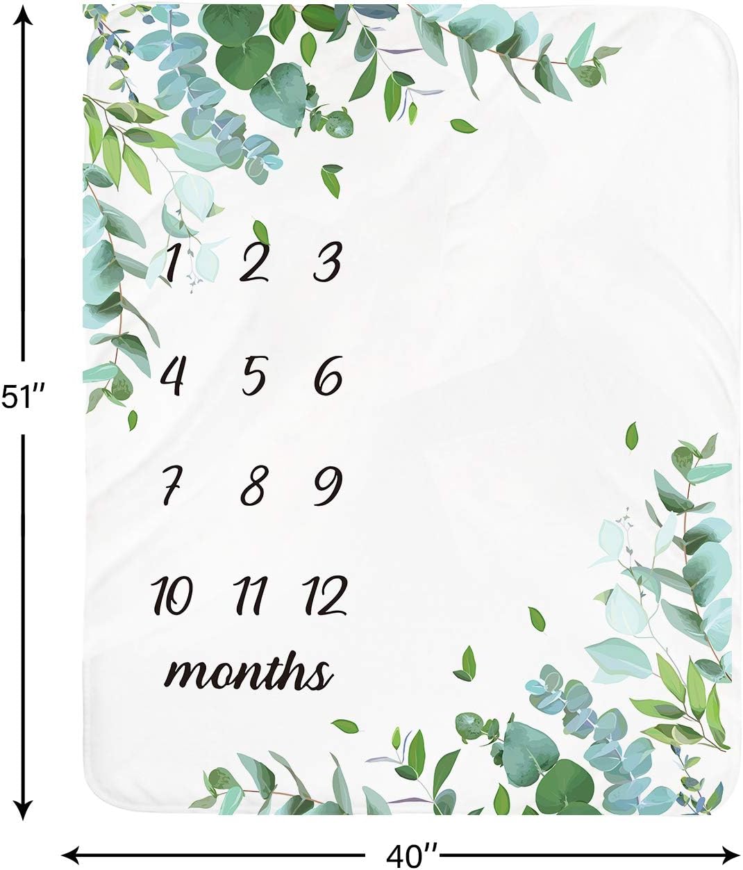Baby Monthly Milestone Blanket Boy - Neutral Leaf Newborn Month Blanket for Boy & Girl Personalized Shower Gift Soft Plush Fleece Photography Background Prop with Wooden Wreath Large 51''x40'' - Image 4