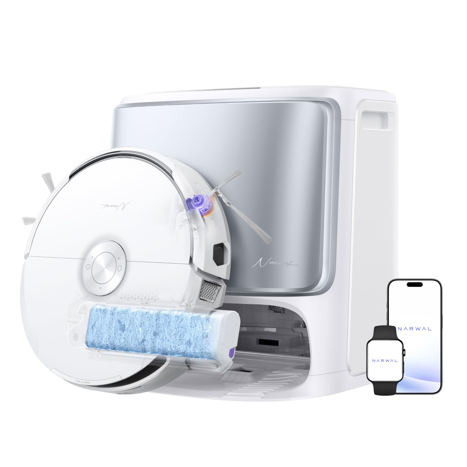 NARWAL Flow Robot Aspirapolvere Lavapavimenti con FlowWash Track Mop | 22000Pa, Lavaggio Mocio 80 °C, Antigroviglio, Pulizia Angoli-Bordi, 200+ Tipi di Oggetti, Videochiamata, Freo Mind 4.0