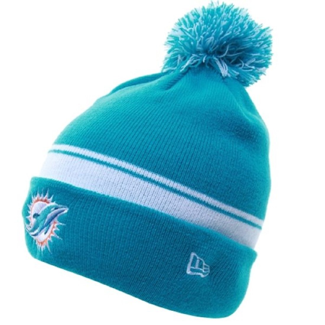 Mens Miami Dolphins New Era Aqua Cuff Flip Knit Hat