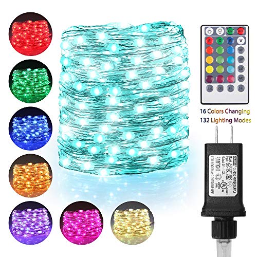 120 LED String Lights Plug-In, 40ft 16 Colors Waterproof Fairy Lights Remote Control