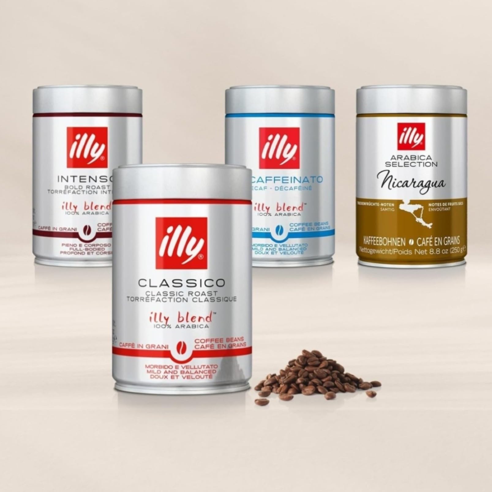 Illy Café en Grains Intenso 1,5 kg | 100% arabska z nutami kakao i suszonych owoców, pełny smak, łącznie 1,5 kg