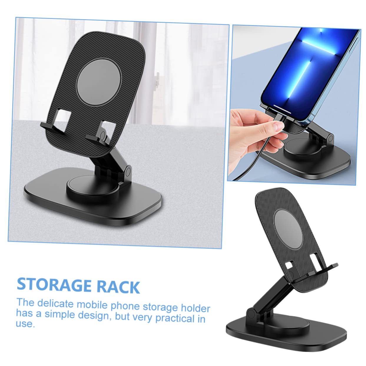 2 Pezzi per Telefono Scrivania Rotante Smartphone e Tablet Accessorio per Videochiamate e Visione Film
