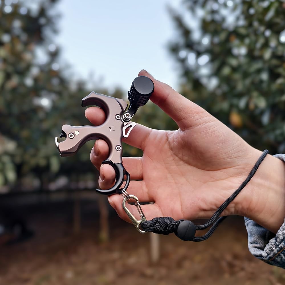 4 Finger Compound Bow Release Aid - Aluminum Trigger Grip, Essential Archery Gear for Hunting & Target Use