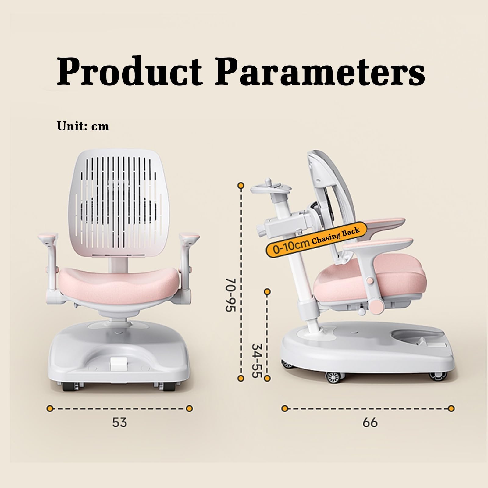 Krzesło Biurowe Dla Dzieci, Krzesło Do Pracy Przy Komputerze Dla Dzieci, Regulowana Wysokość I Talia, Kółka Z Hamulcem Siedziska, Ergonomiczne Krzesło Robocze Dla Dzieci, Odpowiednie Dla Dzieci W Wiek
