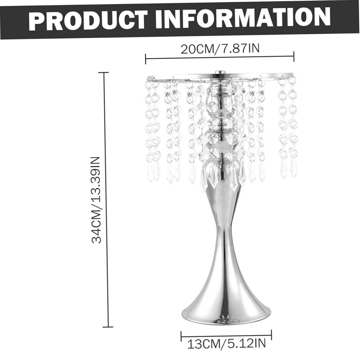 Wedding Centerpieces, 13.4 Inch Mermaid-Shaped Wedding Flower Stand with Sparkling Glass Beads for Reception Home Decoration Tall Centerpieces for Table