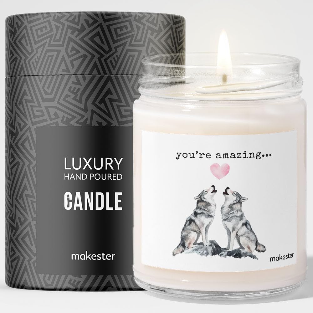 Wolf Gifts - Luxury Soy Wax Candle - Vanilla, Jasmine, Sugared Almond - Makester