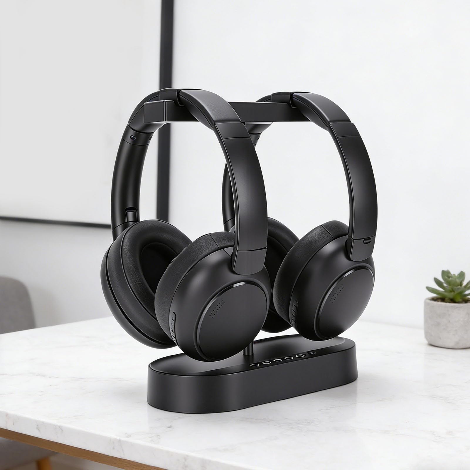 Annadue Double Casque sans Fil pour TV, Casque TV sans Fil pour Personnes âgées avec Base de Charge émetteur, Pas de Retard Audio Bluetooth V5.4, Son Stéréo HiFi, Plug and Play