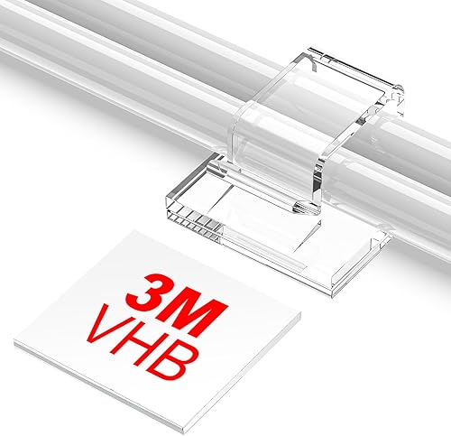 Clips adhesivos para cables, organizador de cables transparentes (45 unidades, grandes), clips de luz para exteriores para luces de Navidad, clips