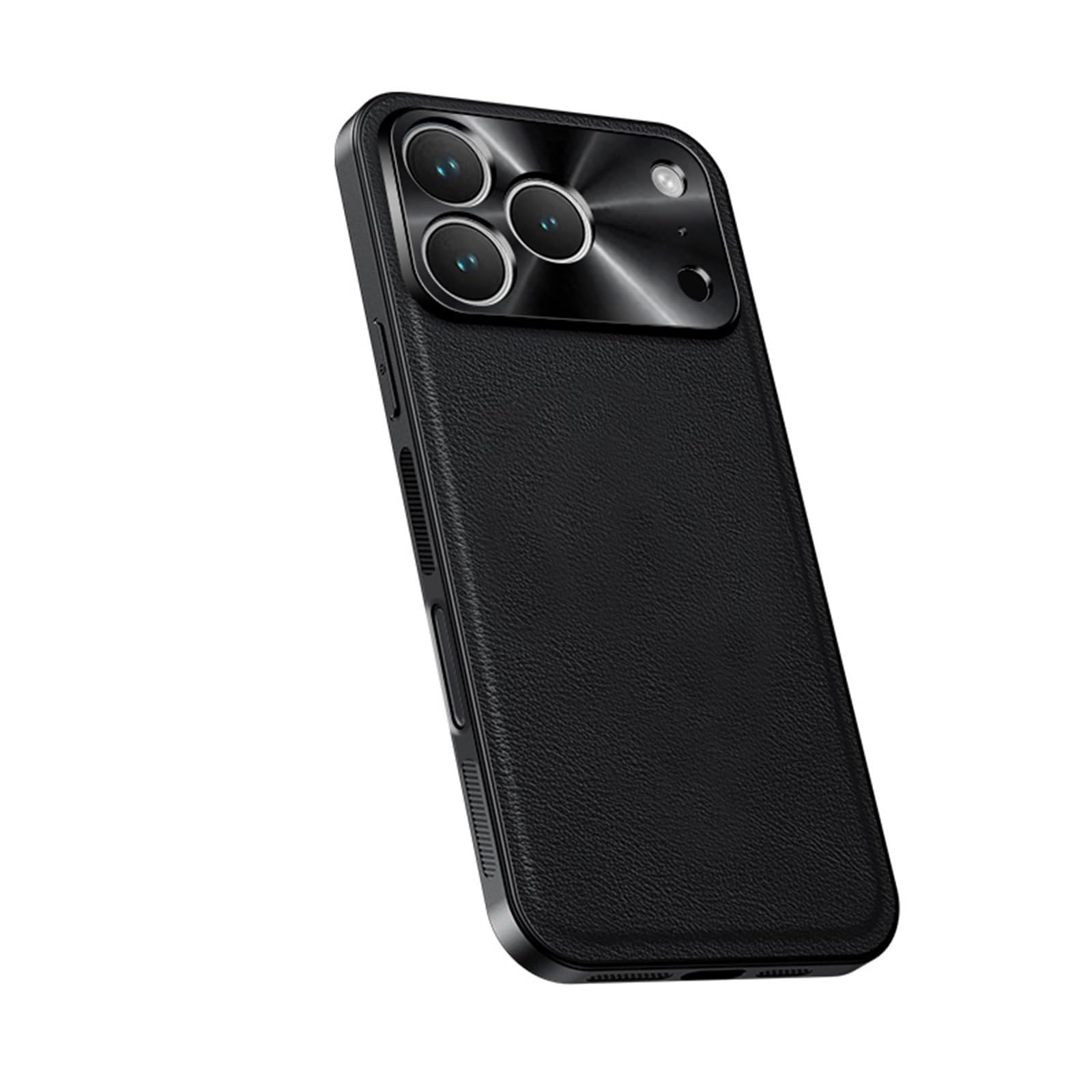 Étui compatible avec iPhone 12 Pro noir texture cuir évite les rayures - 8