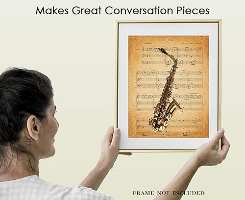 Miniatura 4 de Póster vintage de piel de saxofón Elise impresiones estéticas de arte de pared para baño, hogar, cueva de hombre, dormitorio, oficina y bar, idea