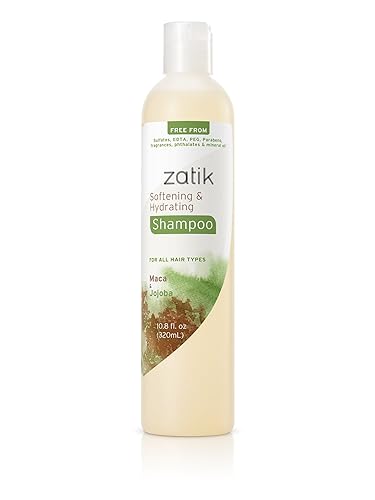 Zatik Naturals - Champú suavizante e hidratante de maca y jojoba (10.8 fl oz 10.8 fl oz) para todo el cabello Vegano Bio-degradable pH equilibrado disponible en Yaxa Colombia