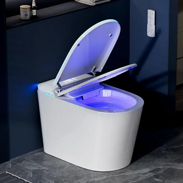 Smart Toilet with Bidet Built in, Bidet Toilet with Heated Seat and Night Light, Modern Tankless Toilet with UV for Bathroom, One Piece Toilets with Soft Close, Dryer, Foot Sensor, Auto Lid&Seat