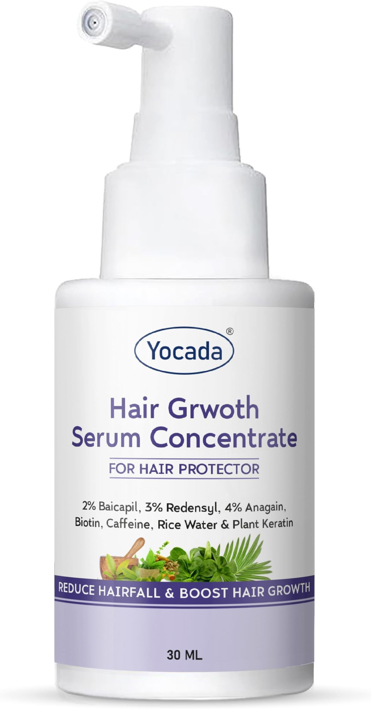 Hair Growth Serum Concentrate For Men & Women | with 2% Redensyl, 4% Anagain, 2% Baicapil, Caffeine, Biotin & Rice Water | Reduce Hairfall | Boost Hair growth | Increase hair density | Repair Damaged hair | (30 ML, Pack of 1)