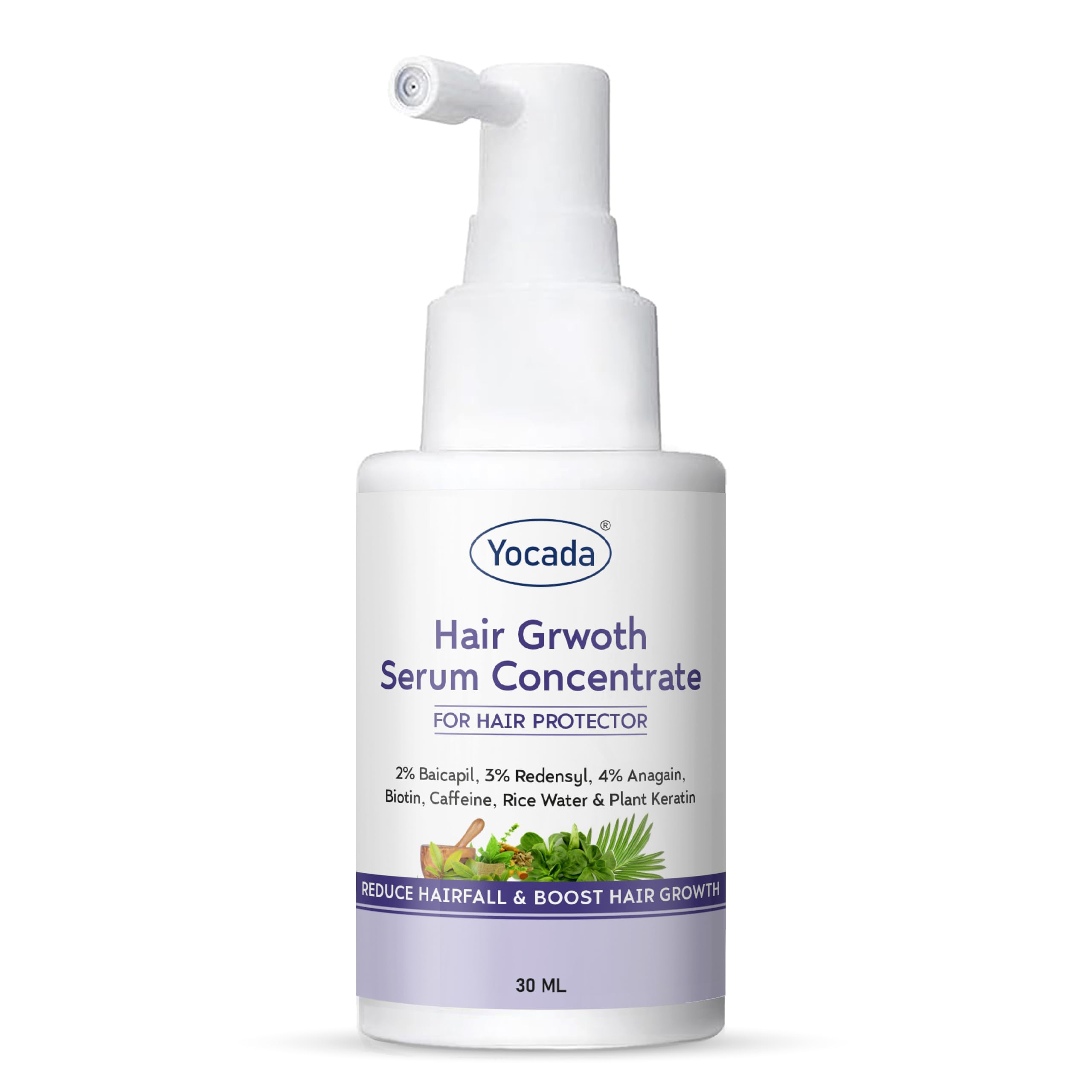 Hair Growth Serum Concentrate For Men & Women | with 2% Redensyl, 4% Anagain, 2% Baicapil, Caffeine, Biotin & Rice Water | Reduce Hairfall | Boost Hair growth | Increase hair density | Repair Damaged hair | (30 ML, Pack of 1)