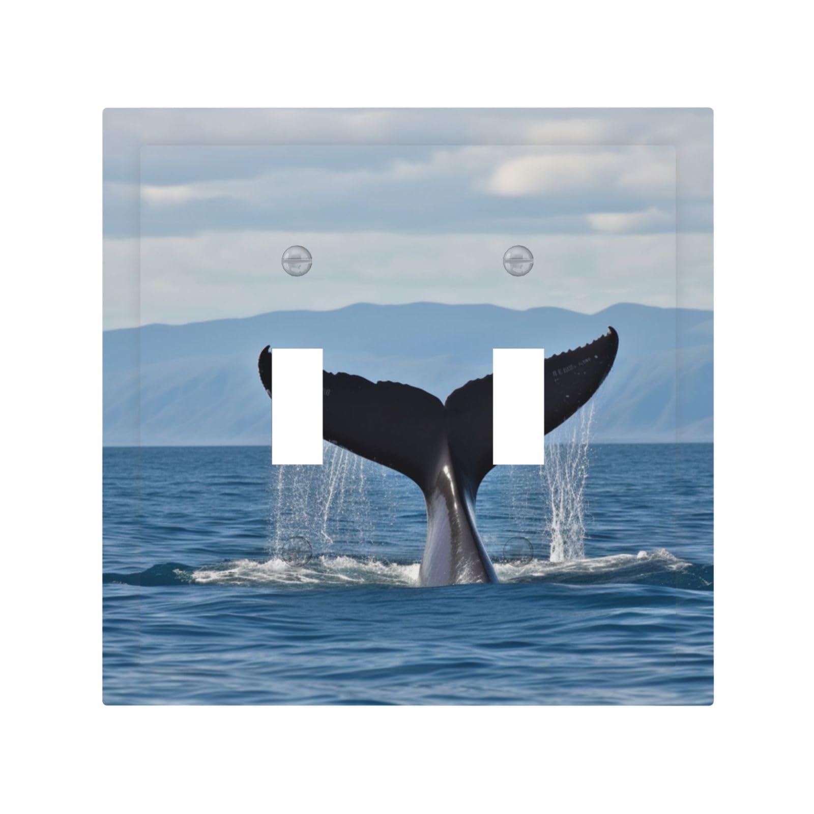 Decorator Double Toggle Light Switch Covers Whale Tail Wall Plate 2-Gang Mid Size 5" x 4.9" Double Toggle Switch Wallplate Decorative 2 Gang Wall Switch Plate Covers
