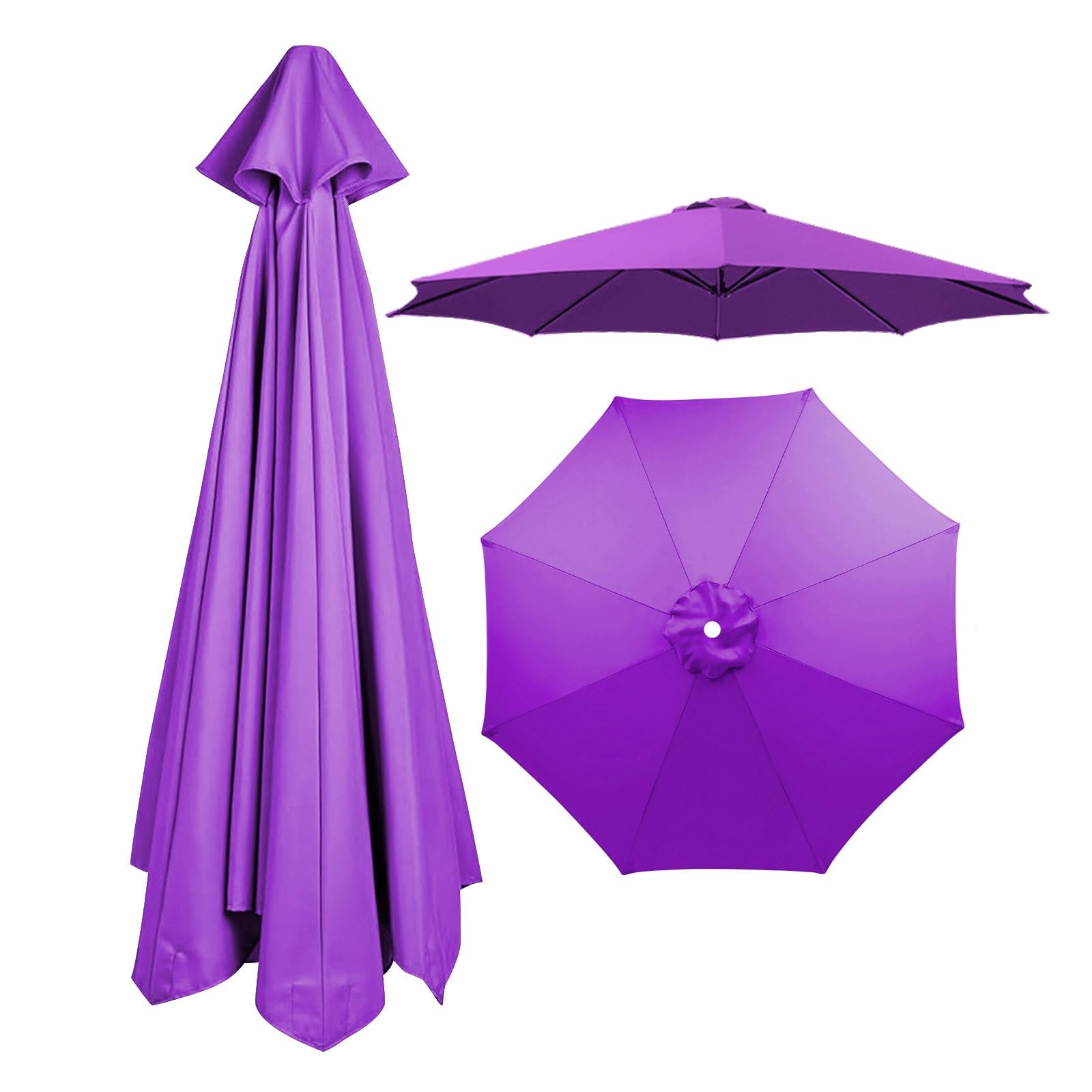 8 Ribs Umbrella Replacement Canopy, Outdoor Patio Replacement Parasol Cover UV Protective Waterproof Replacement Parasol Fabric for Garden Deck Backyard Pool(Darkpurple,3.5m)