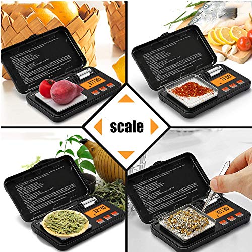 0.01g Caja de Herramientas de Alta precisión Balanza de joyería Mini Balanza electrónica portátil Plataforma de pesaje de Laboratorio con Peso estándar, Balanza de Bolsillo Inteligente (Size