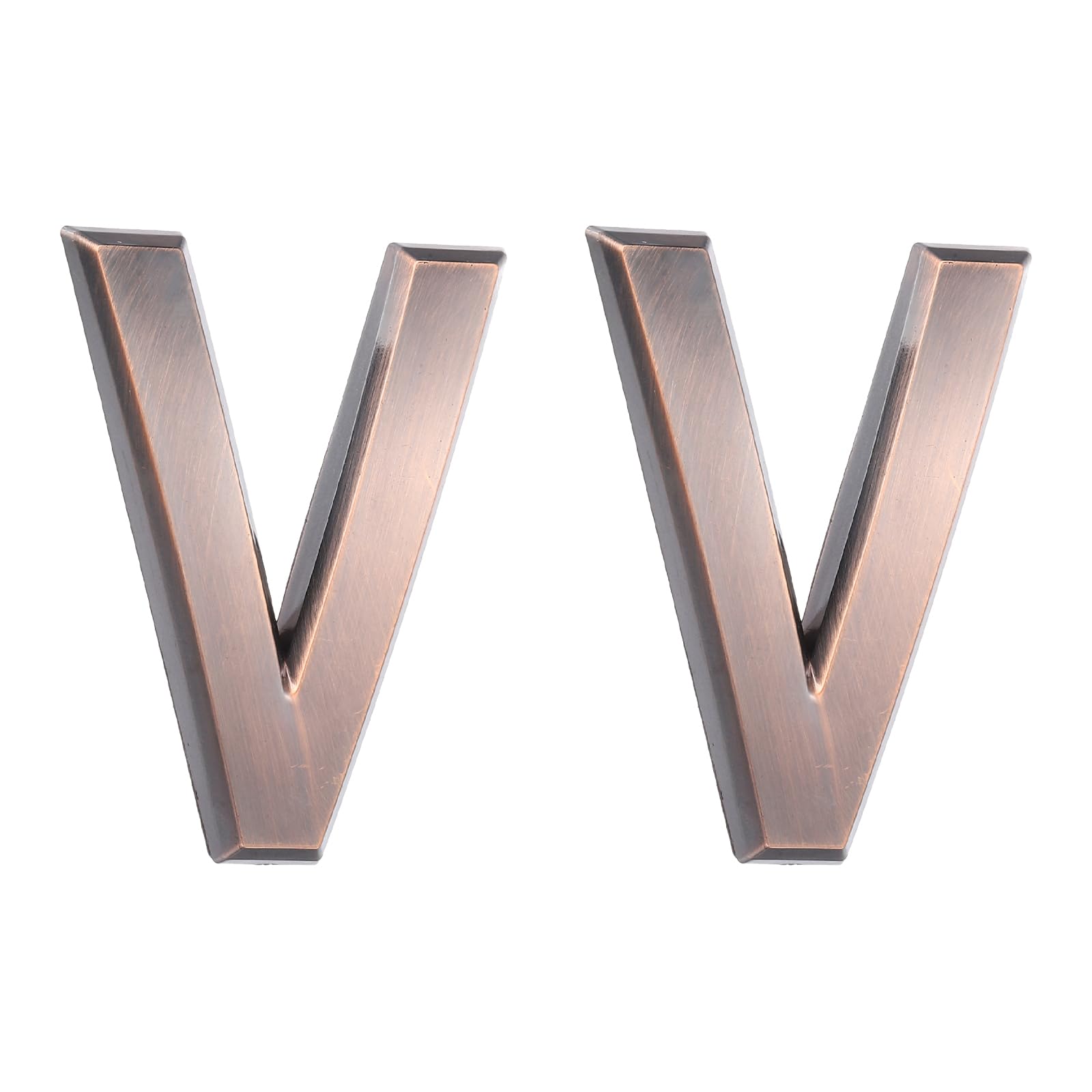 sourcing map 2 Pcs 2.76 Inch House Letters, Self-adhesive Mailbox Door Letter Stickers, Electroplated Finish Outdoor Address Signs for Office Hotel Apartments, Garden (Letter V, Bronze)