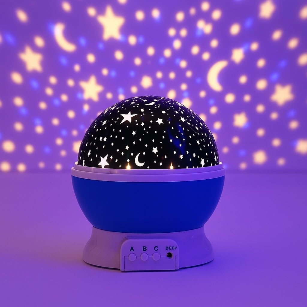 Star Moon Night Light Projector Lamp, Kids Bedroom Decor, USB Powered, Moon, Star, Sky Romantic - Best Gift for Men Women Teens Kids Children Sleeping, 360° Auto Rotation Blue-image-38
