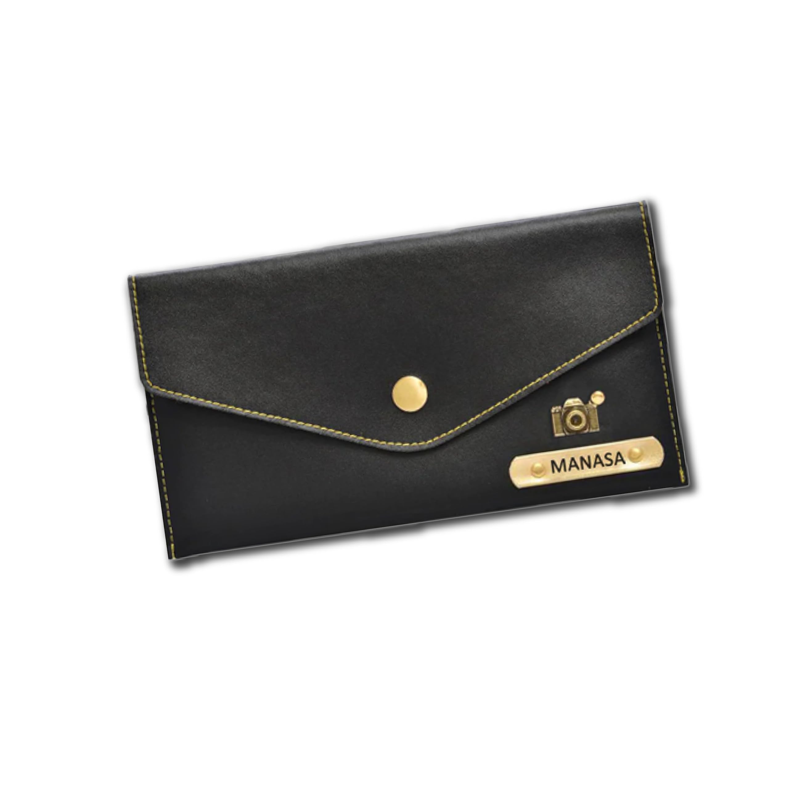 Personalized Leather Women's Clutch with Name Engraved and Charm Accent - Gift for Mother - Ideal for Mother's Day, Birthday, Anniversary - Stylish and Functional Ladies Clutch - Black-image-31