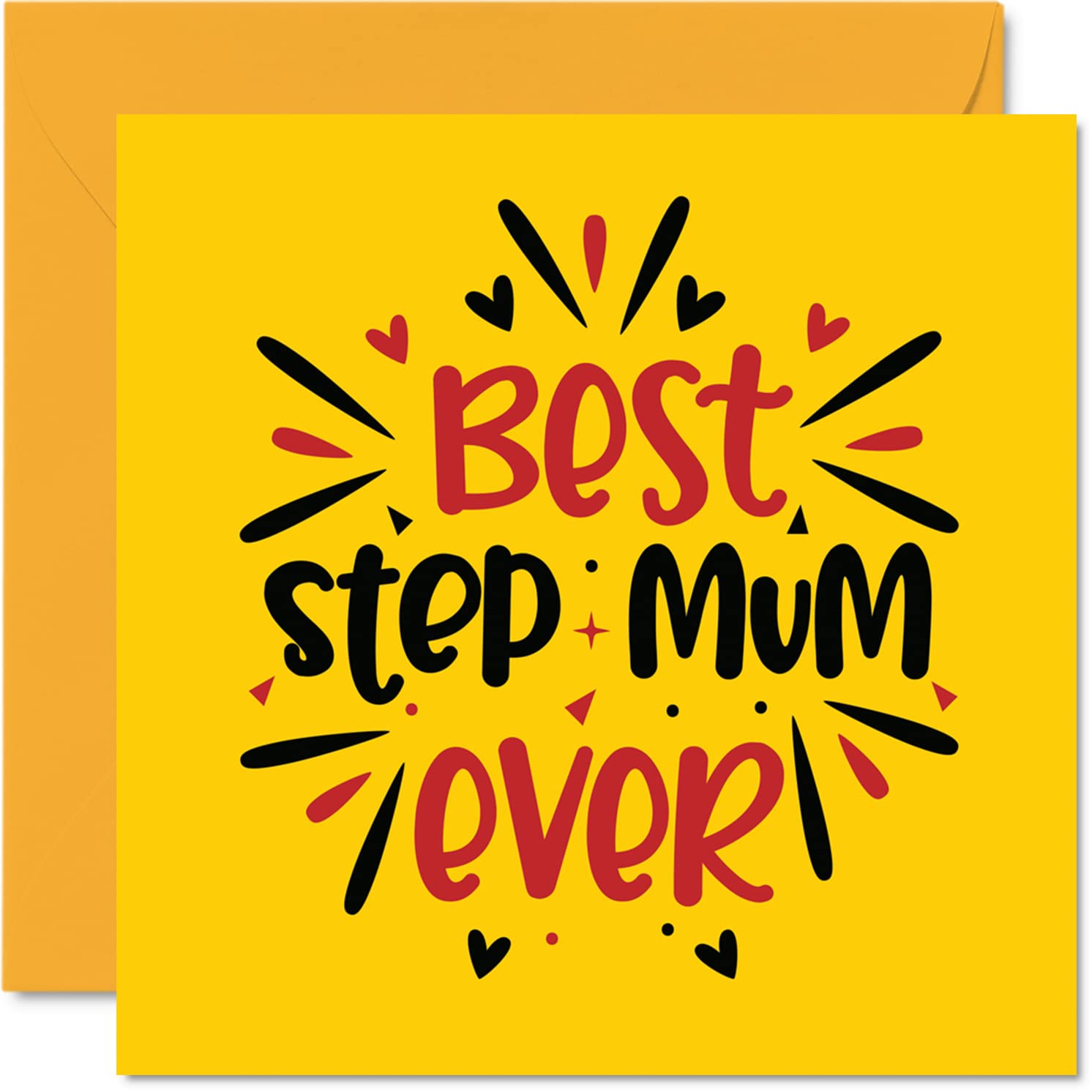 Step Mum Birthday Card - Best Step Mum Ever - Novelty Happy Birthday Card from Step-Daughter Son Gifts, 145mm Mother's Day Greeting Cards for Mom Mama Mam Mammy Mommy