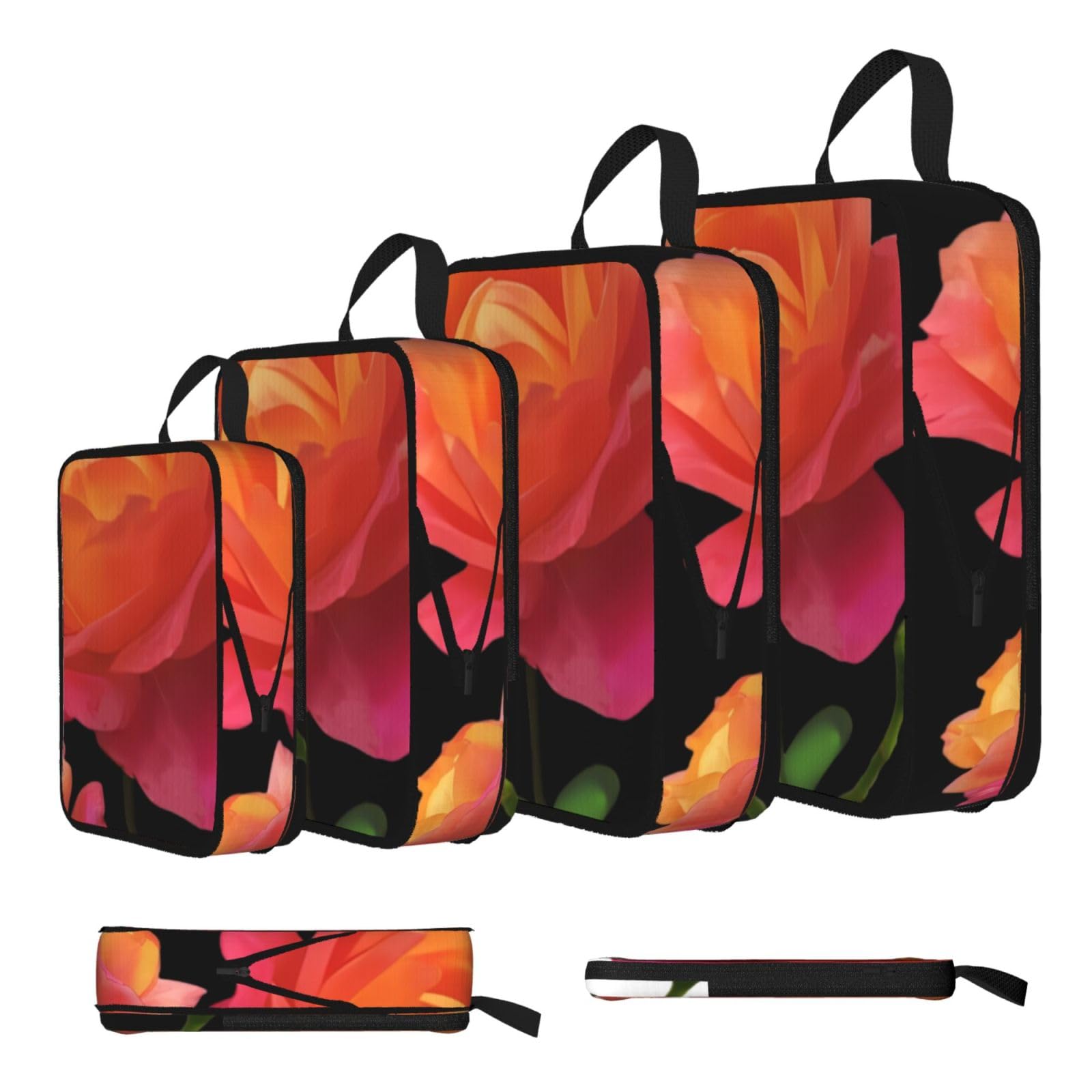 Sxzvvbn Black Blooming Moonflower Compression Packing Cubes 4 Piece Set