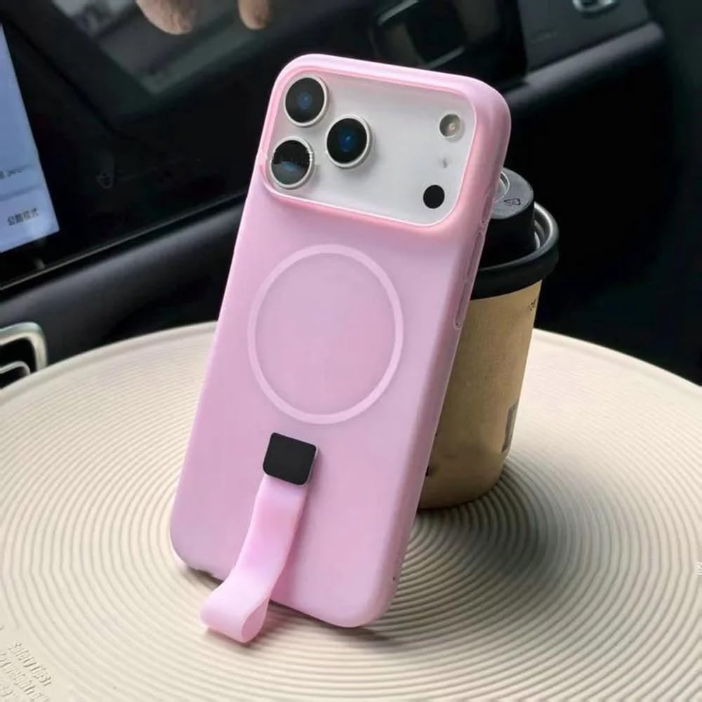 Étui magnétique iPhone 14 Pro rose de haute qualité avec cordon amovible