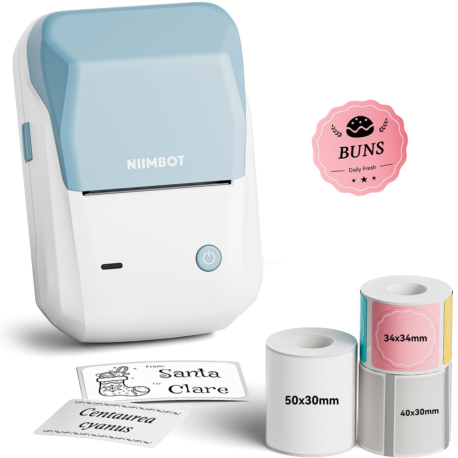 NIIMBOT B1 Label Maker Machine with 3 Tapes, Blue White