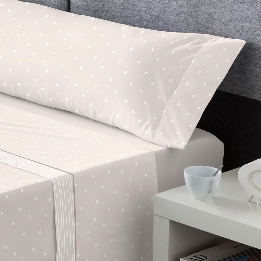 DECASATEXTIL – Juego de sábanas coralina Extra Suave- 4 Piezas– Sabanas de Invierno - Doble perchado – Sabana Bajera, encimera y Funda Almohada - Cama 180cm - Berlin Beige