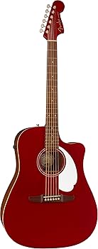 Fender 6 String Acoustic Guitar, Right-Hand, Candy Apple Red