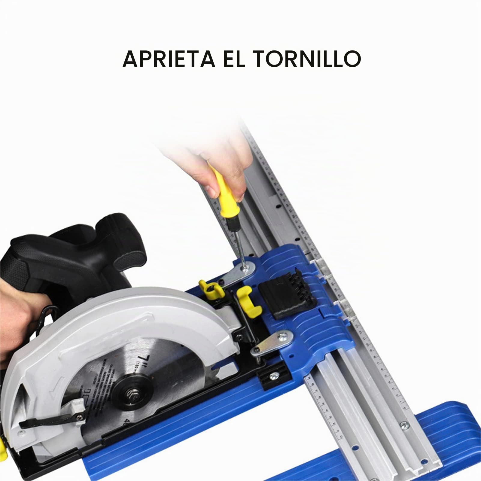 Wakects Guía de Cortador de Madera Rail, Aleación de Aluminio Guía de Sierra Circular Guía de Corte de Sierra de Sierra de Ferrocarril 0-65 Cm Ajustable con Escala Clara para Sierras