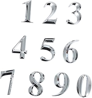 DOITOOL Digital Signage 10pcs Door Number Wall Decorative Number Mailbox Number Number Plate Abs 3D Fine Silver Number Sign Practical Door Number Modern Plaque Number House Number
