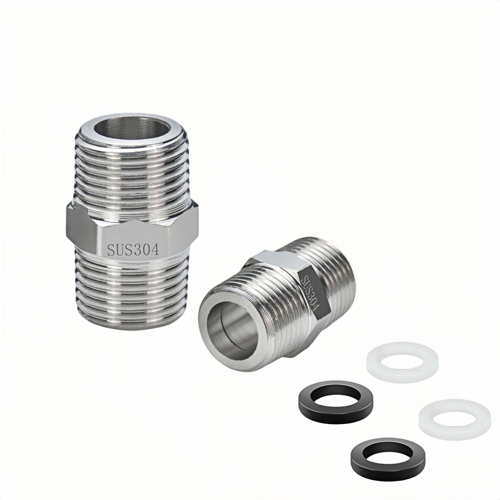 MxSplorion Shower Hose Connector, 2PCS G1/2 Shower Hose Extension Bracket,Stainless Steel Hoses Connector Make Extra Long Shower Hoses, Chrome