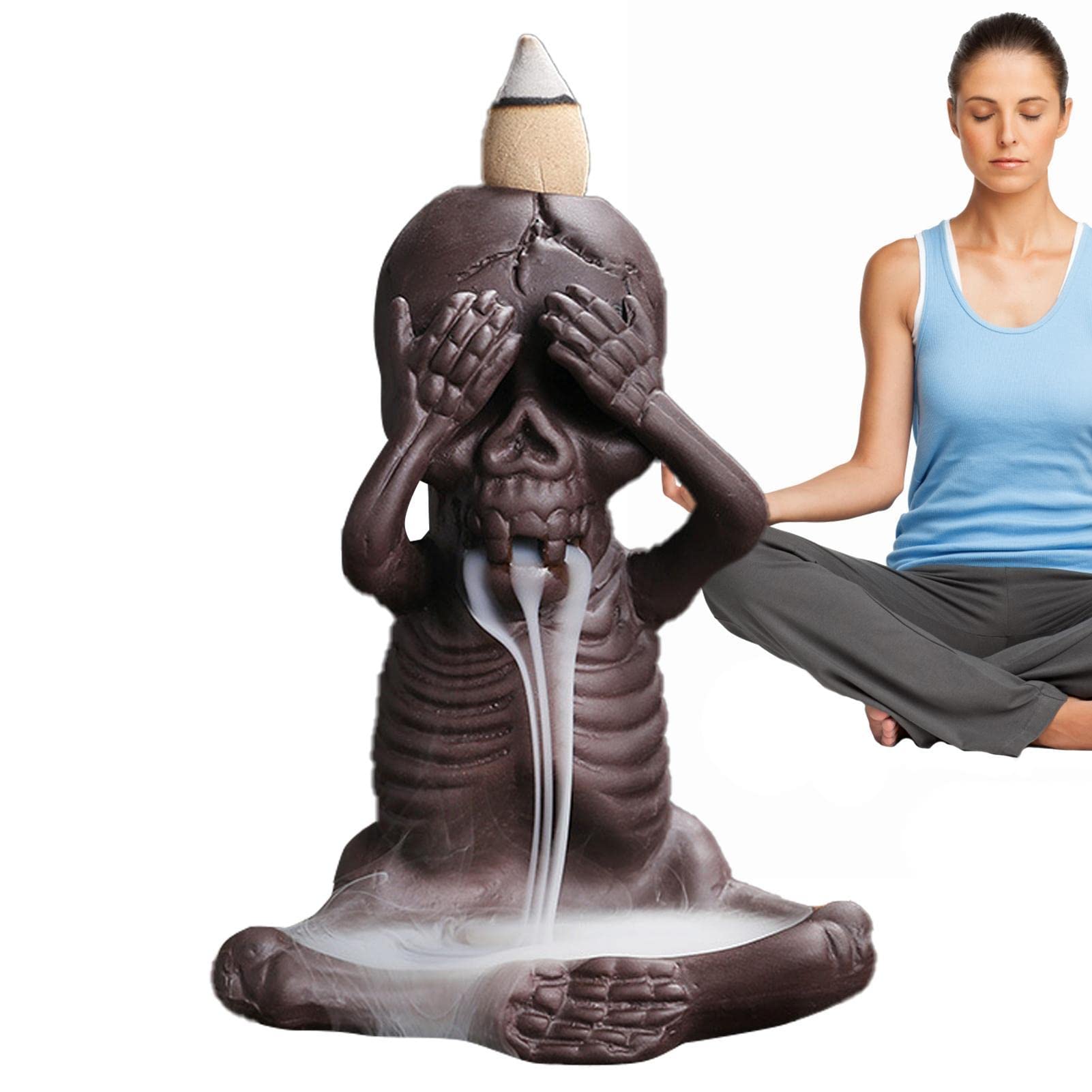 Skull Waterfall Incense Burner | Skull Waterfall Cone Incense Burner | Style Home Decor Create Warm Atmosphere for Yoga
