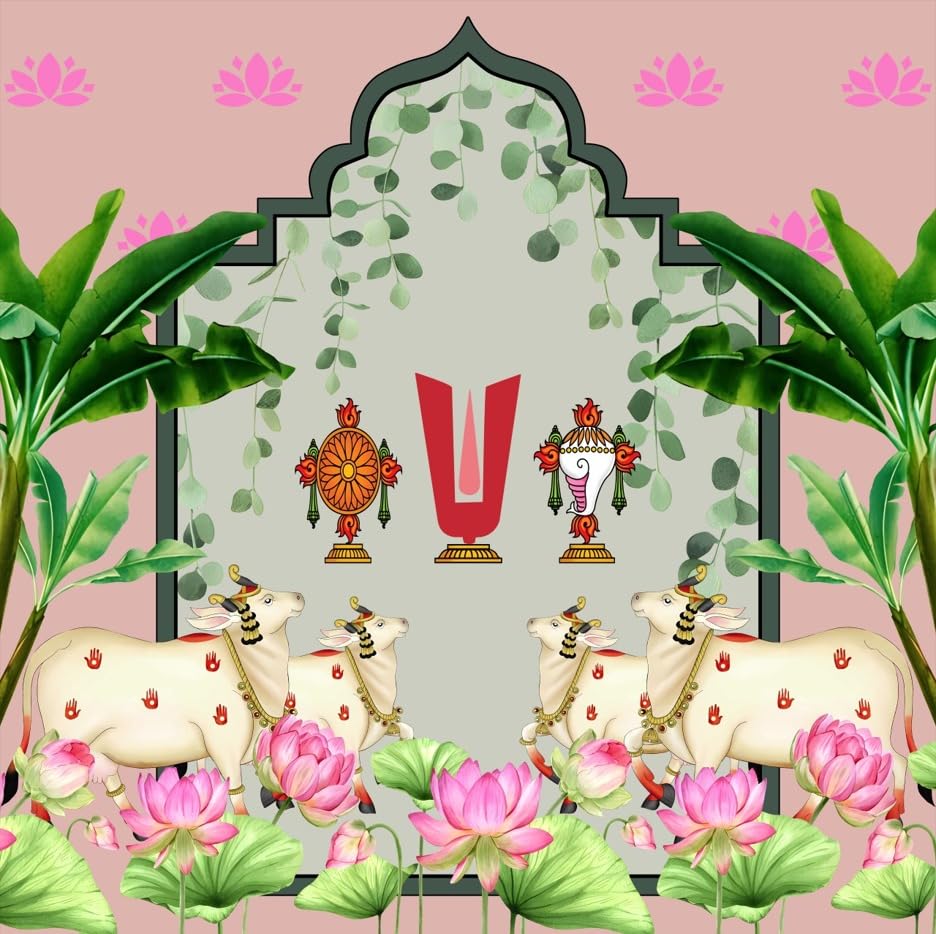 Image of Balaji Backdrop Cloth for Decoration |Govinda namam Backdrop| venkateshwara Swamy Backdrop Cloth |Pooja Backdrop 8 8ft Multi Colour | godi padwa backdrops