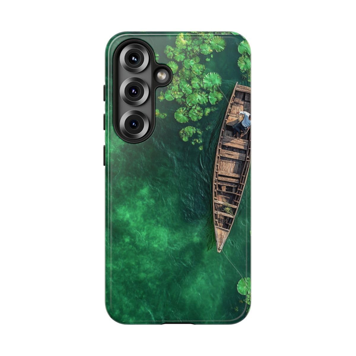 Coque Samsung S25 rigide anti-rayure motif pêcheur lotus vert - 5