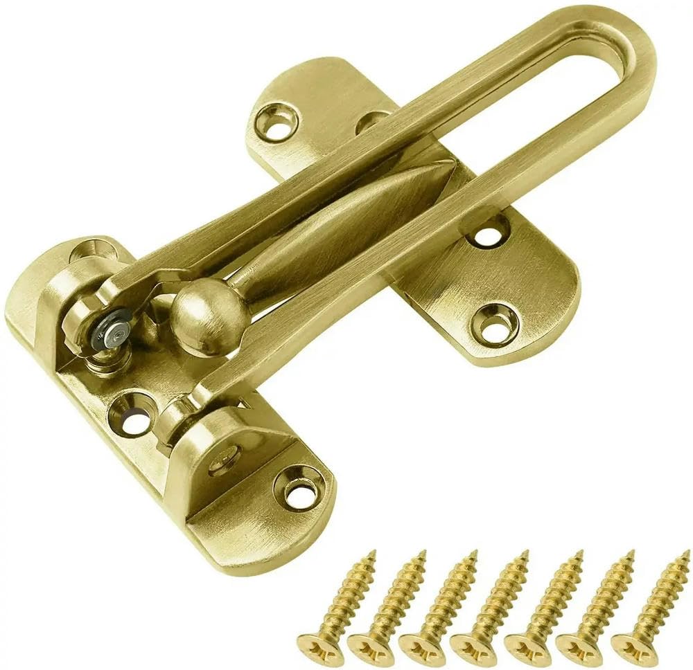 PULaif Door Lock, Swing Bar Lock Silver Zinc Alloy Door Latch For Bedroom Hotel Entrance(D)