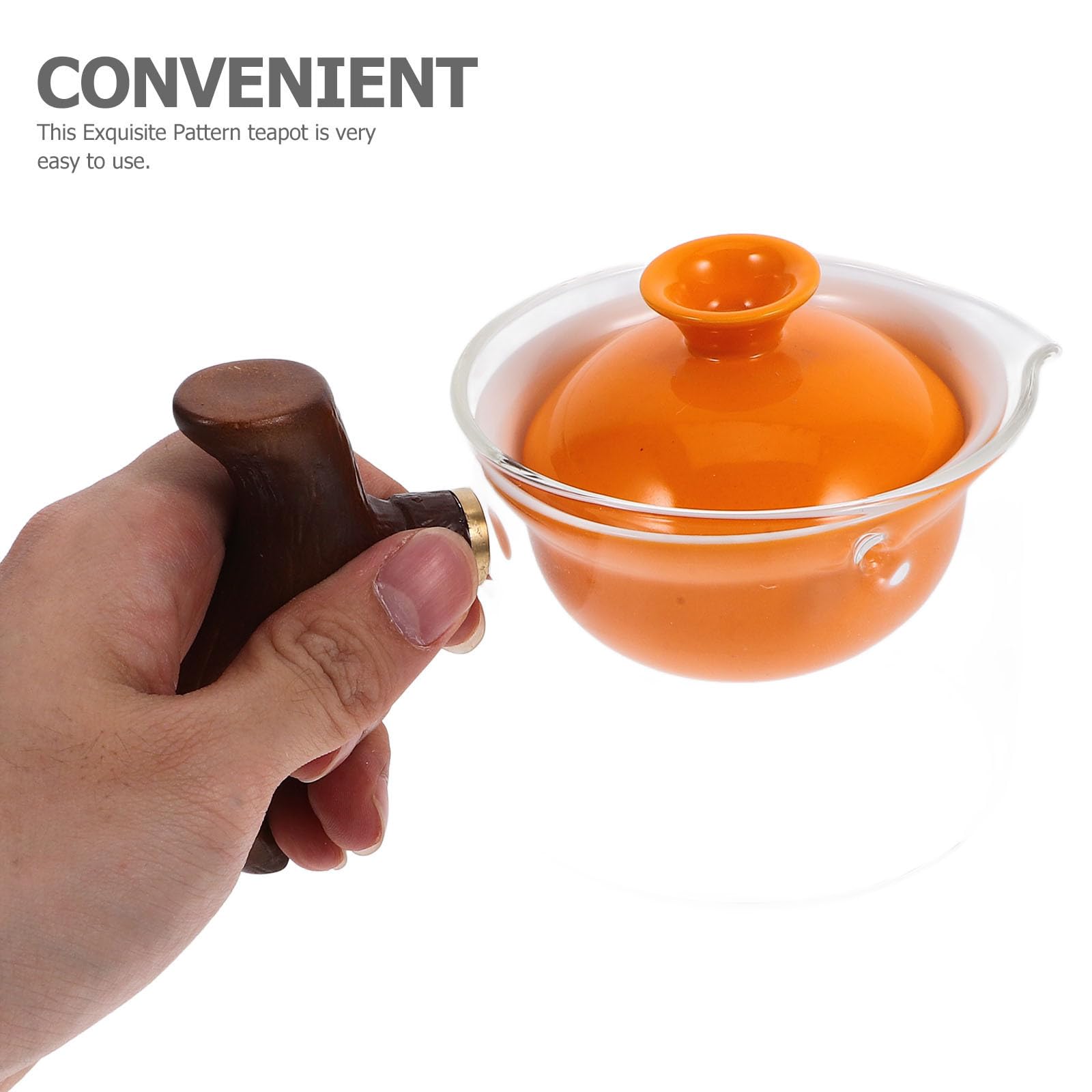 Tetera Asa Lateral de Cerámica Naranja y Filtro 360° para Té